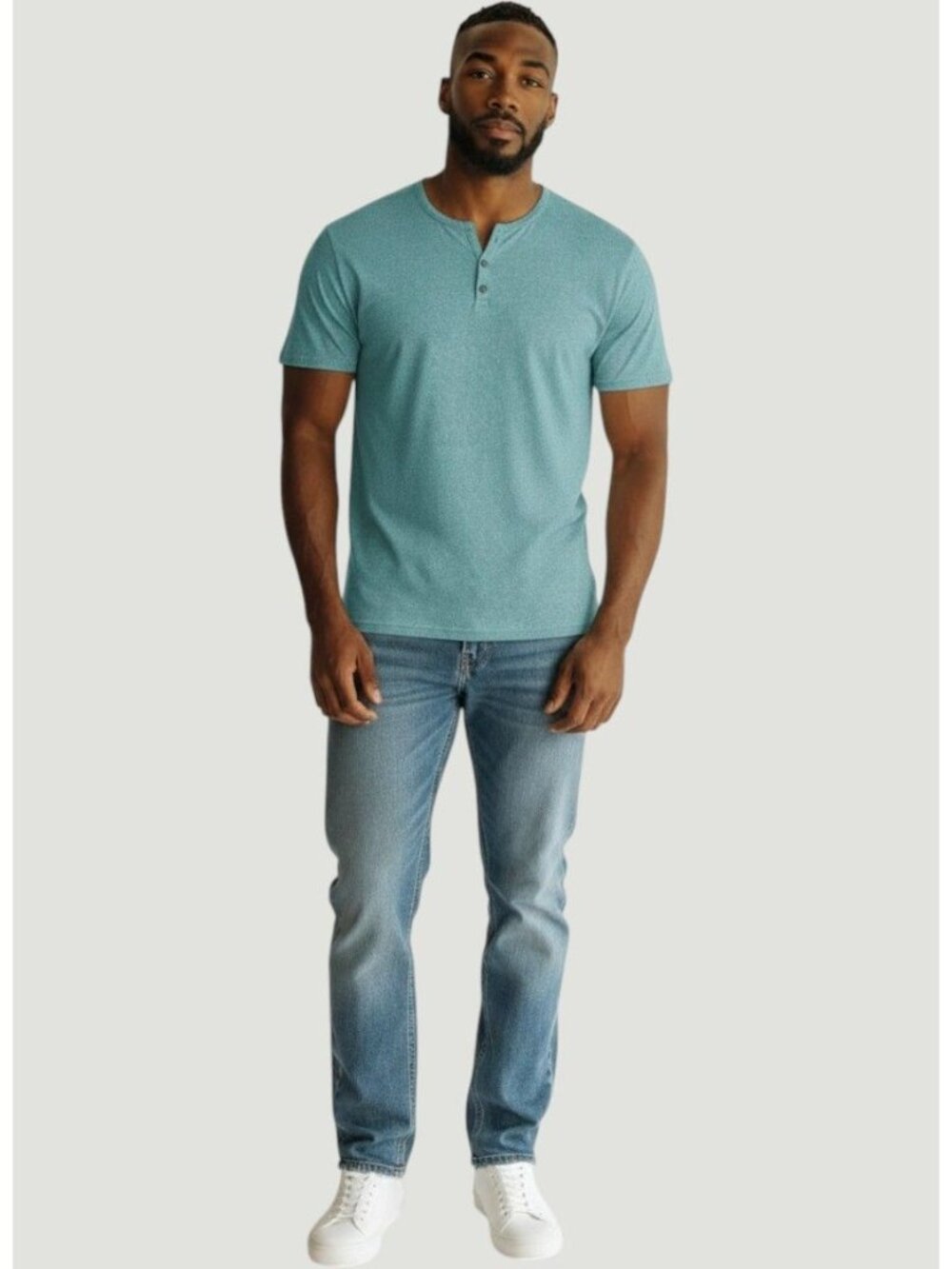 WRK Metro Henley Shirt Mens XXL Aqua Textured Heathered Short Sleeve Casual NEW - Picture 4 of 8